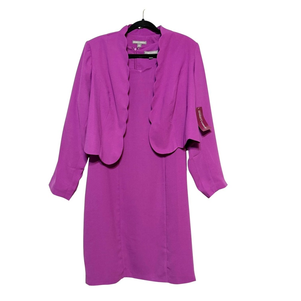NWT Vtg Jessica London Y2K Retro Mod Dress‎ Jacket Set Women Sz 16W Quiet Luxury